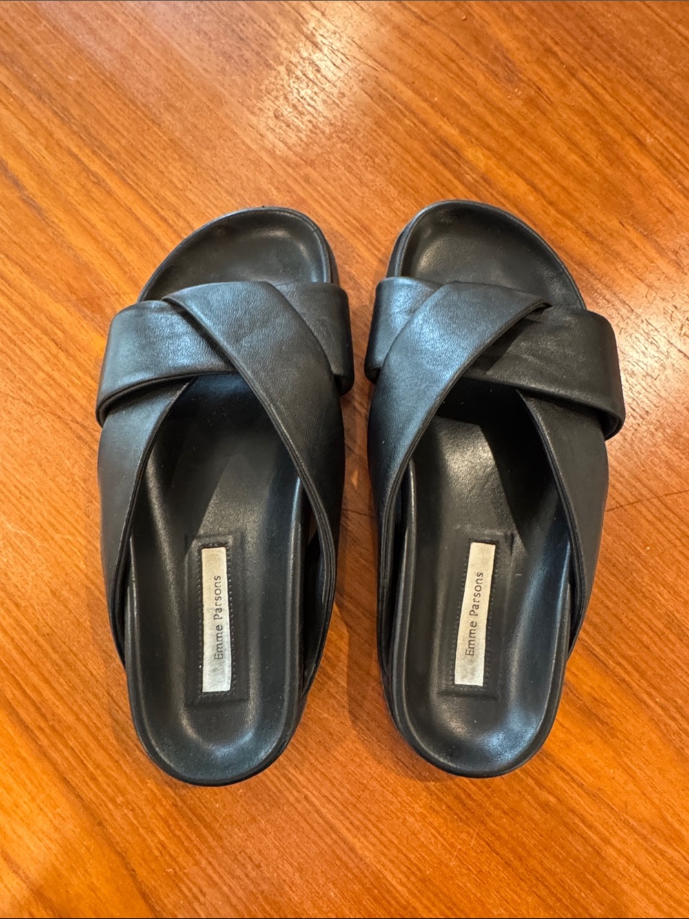 Emme Parsons Black Folded Slide Sandals